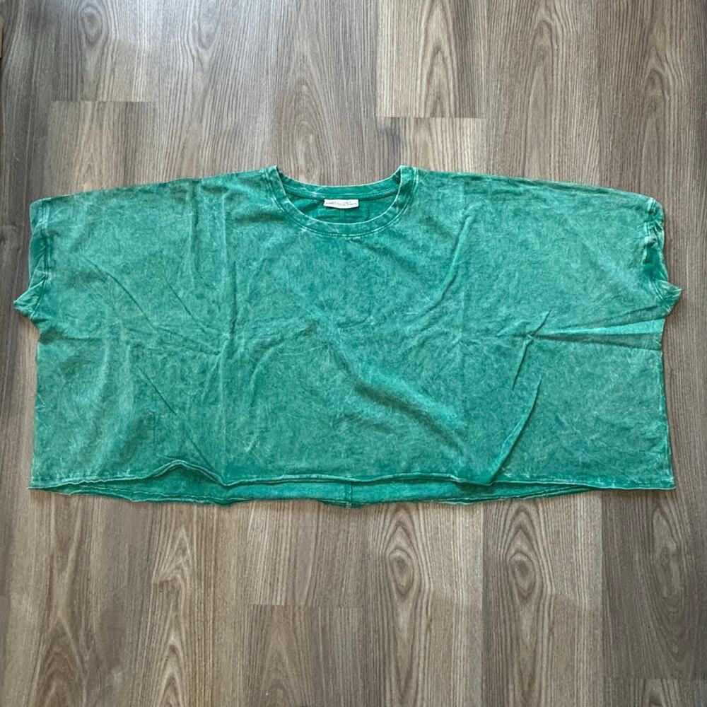 Zenana One Size Mineral Wash Oversized T-Shirt Teal Green